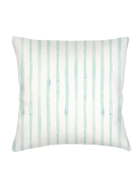Riviera Aqua Striped Linen Euro Pillow 26x26 with Down Insert