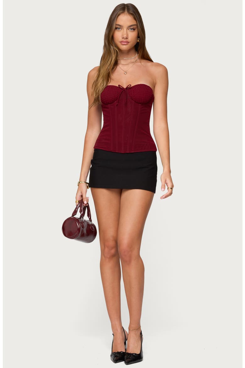 Guinivere Smocked Strapless Coreset Top, Alternate, color, BURGUNDY