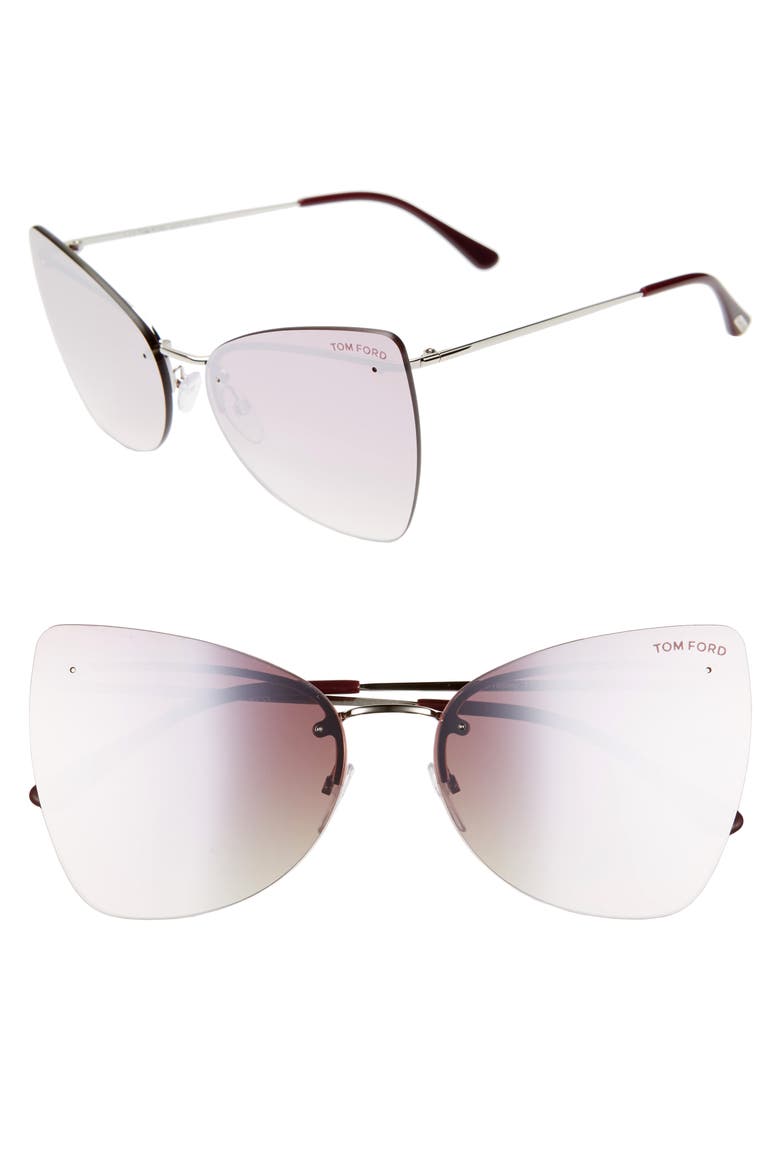 Presley 61mm Butterfly Sunglasses, Main, color, PALLADIUM/ PURPLE/ RED PEARL