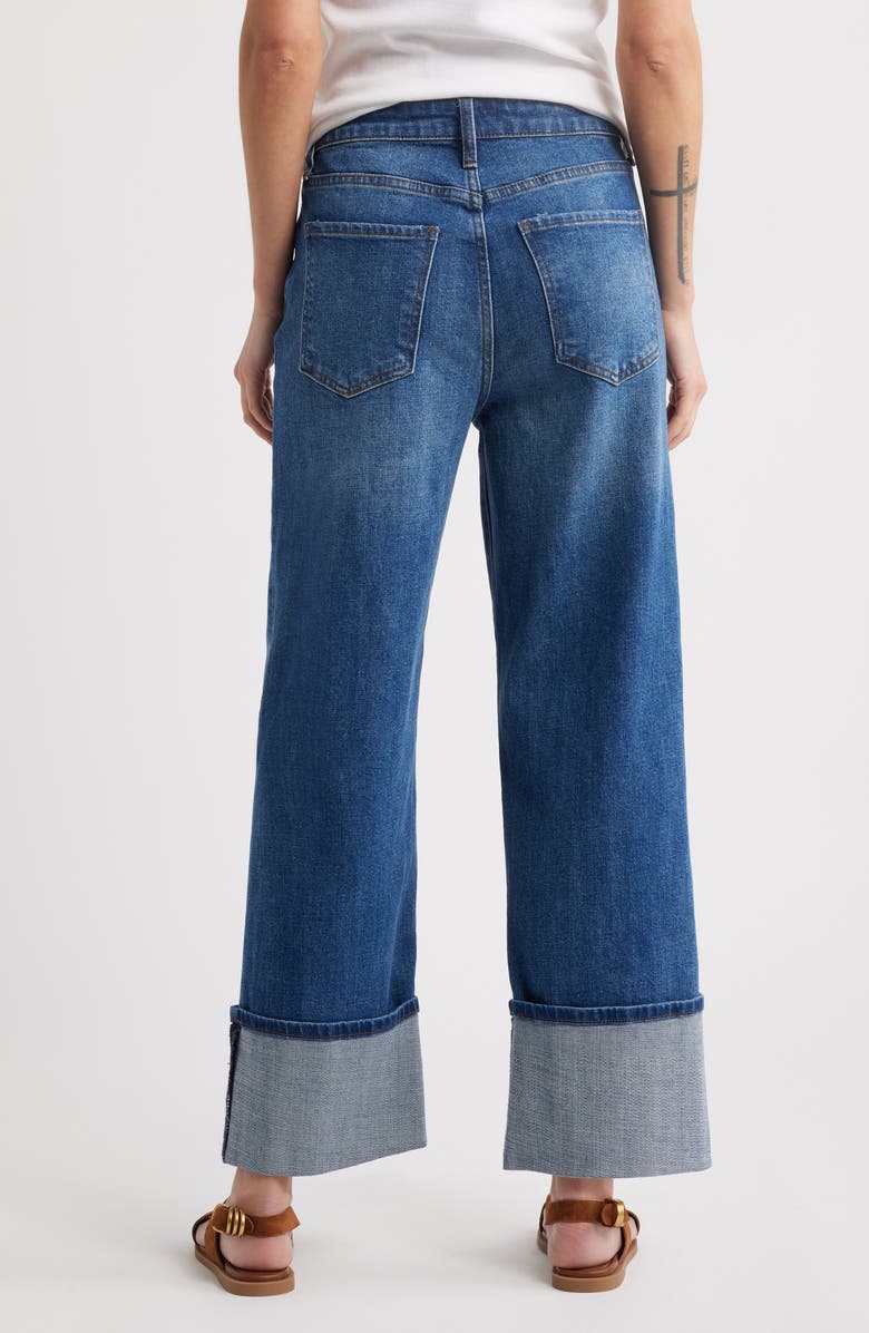 KUT from the Kloth Sienna Cuffed High Waist Wide Leg Jeans, Alternate, color, Alert