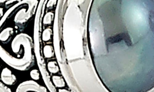 Samuel B. Sterling Silver Grey Pearl Balinese Filigree Hinged Bracelet In Grey Pearl