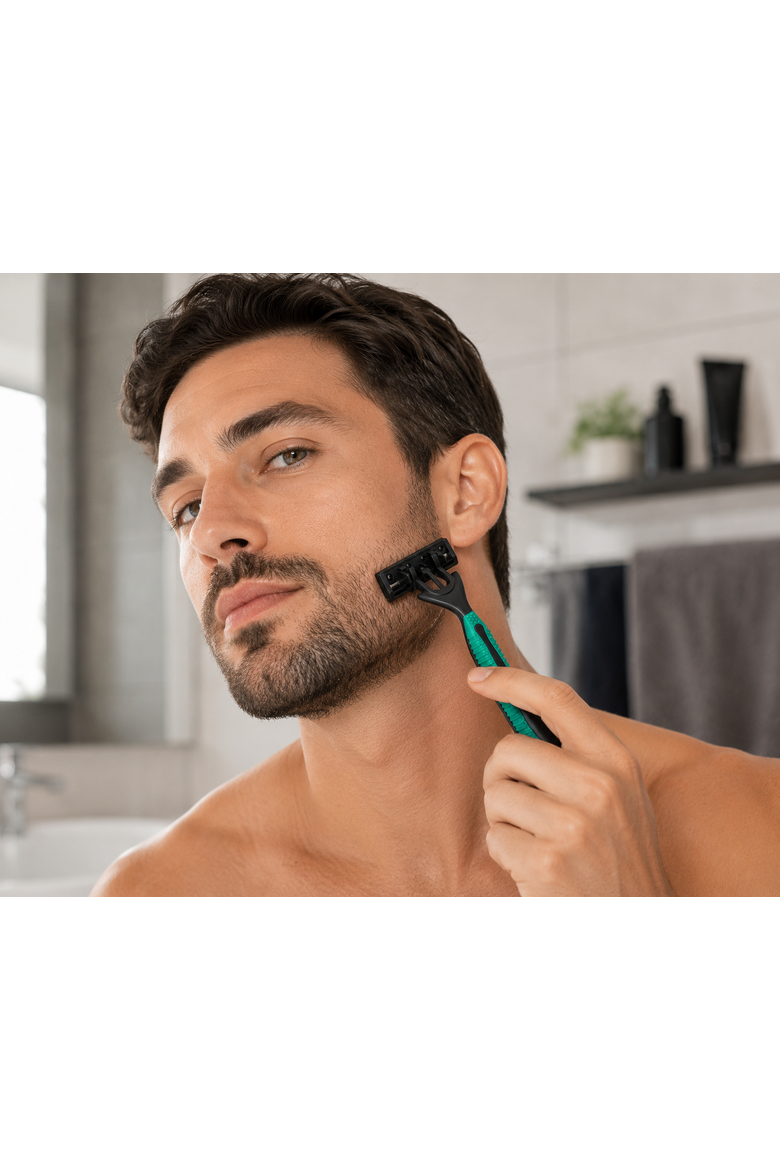 6 Disposable Razors - 3-Blade Shaving Surface Technology, Alternate, color, Green
