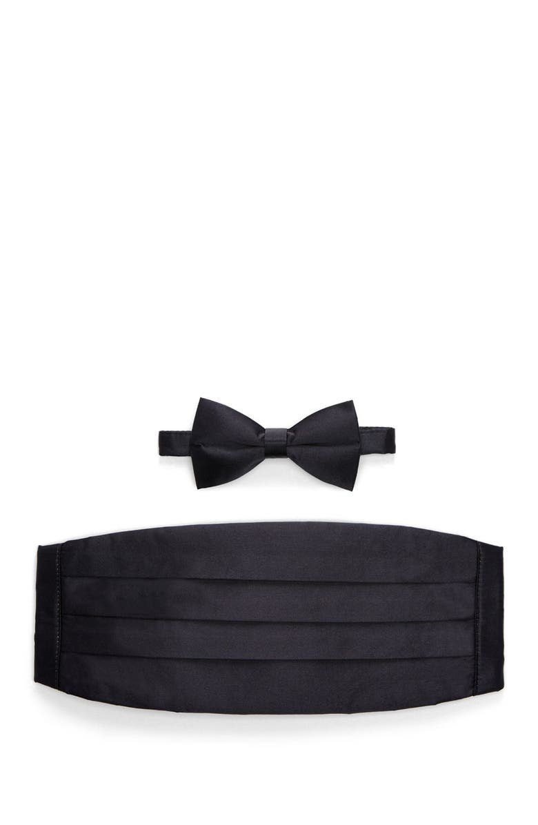 MICHELSONS Silk Satin Bow Tie & Cummerbund, Main, color,