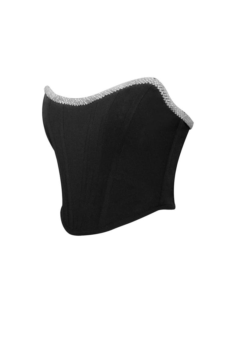Melanie Corset Top With Crystal Trim, Alternate, color, Black