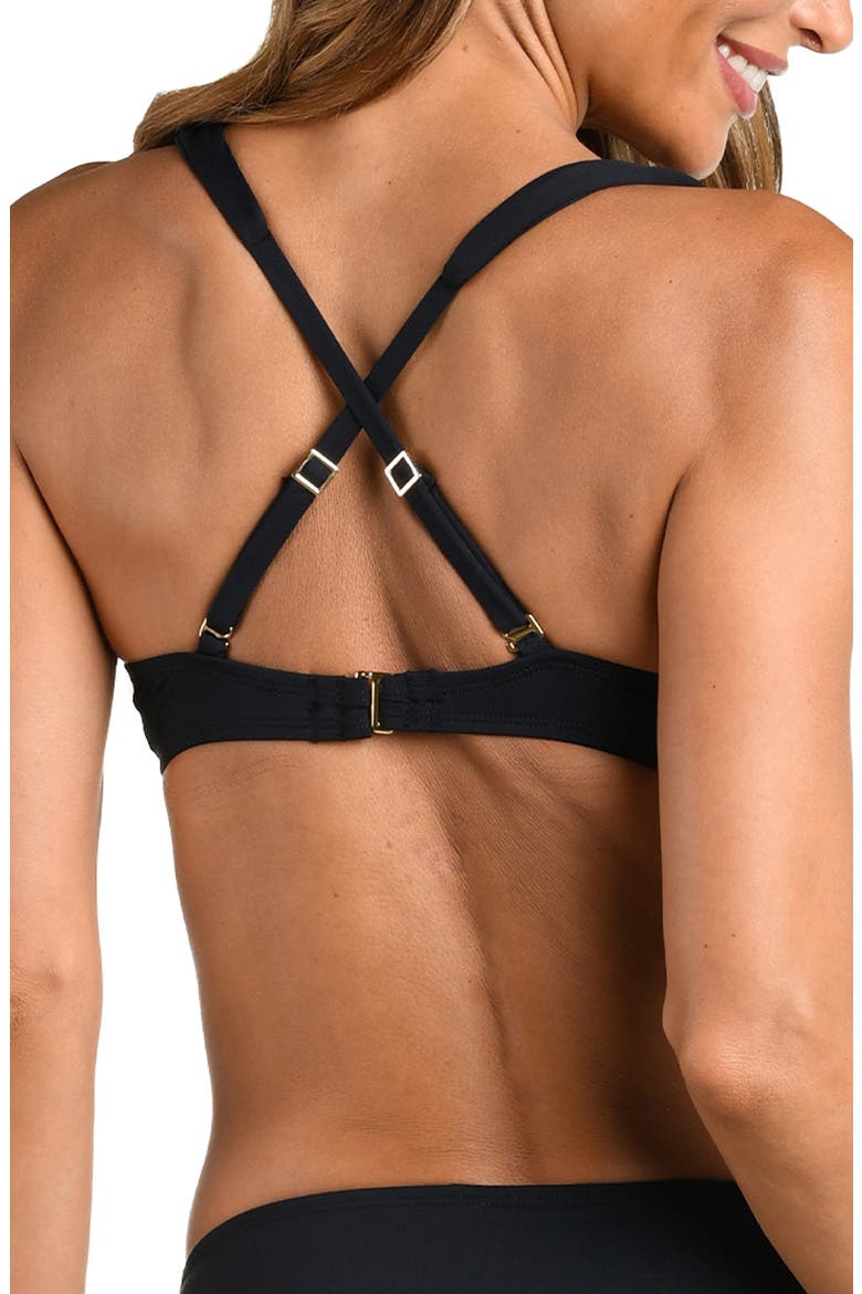 Island Goddess Gold Link Bikini Top, Alternate, color, BLACK