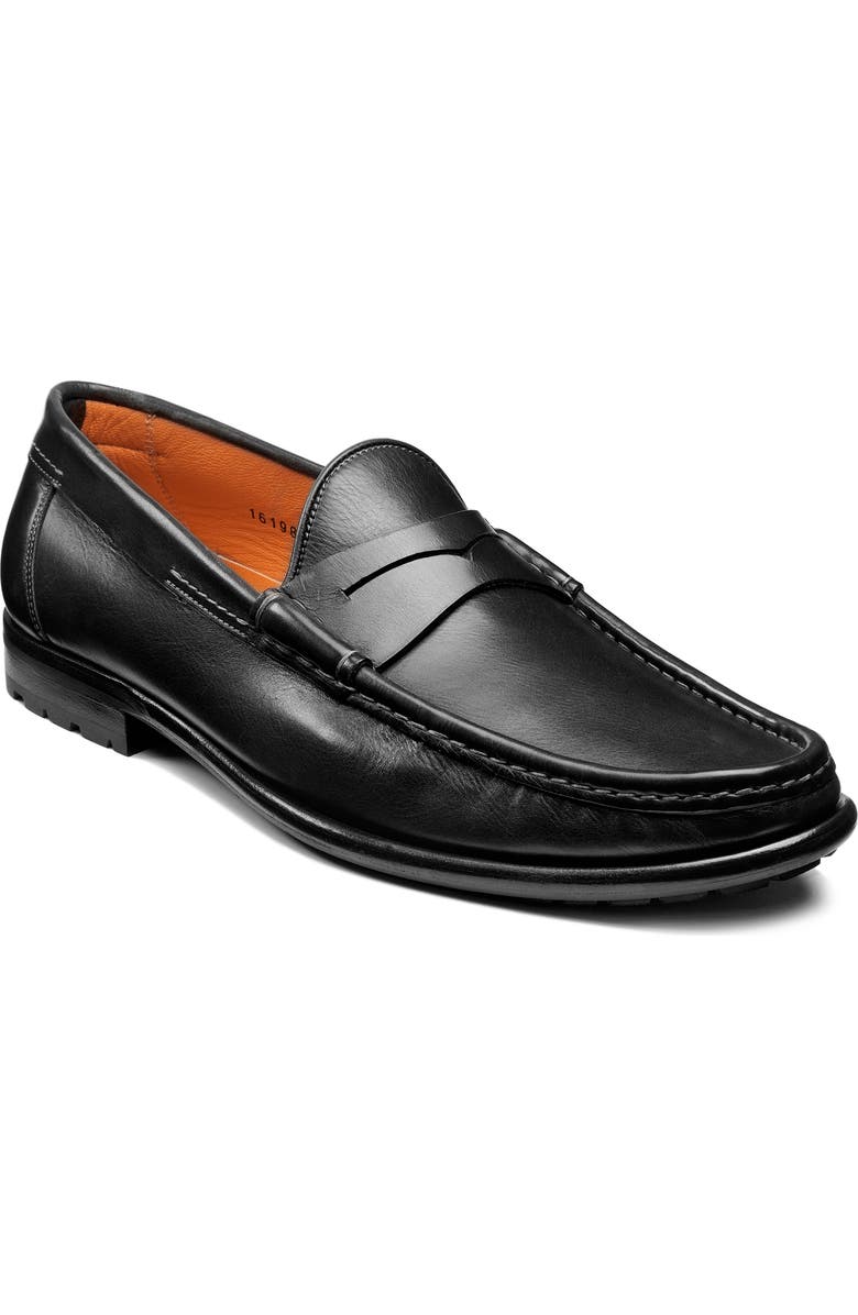 Santoni Ascott Penny Loafer, Main, color, Black