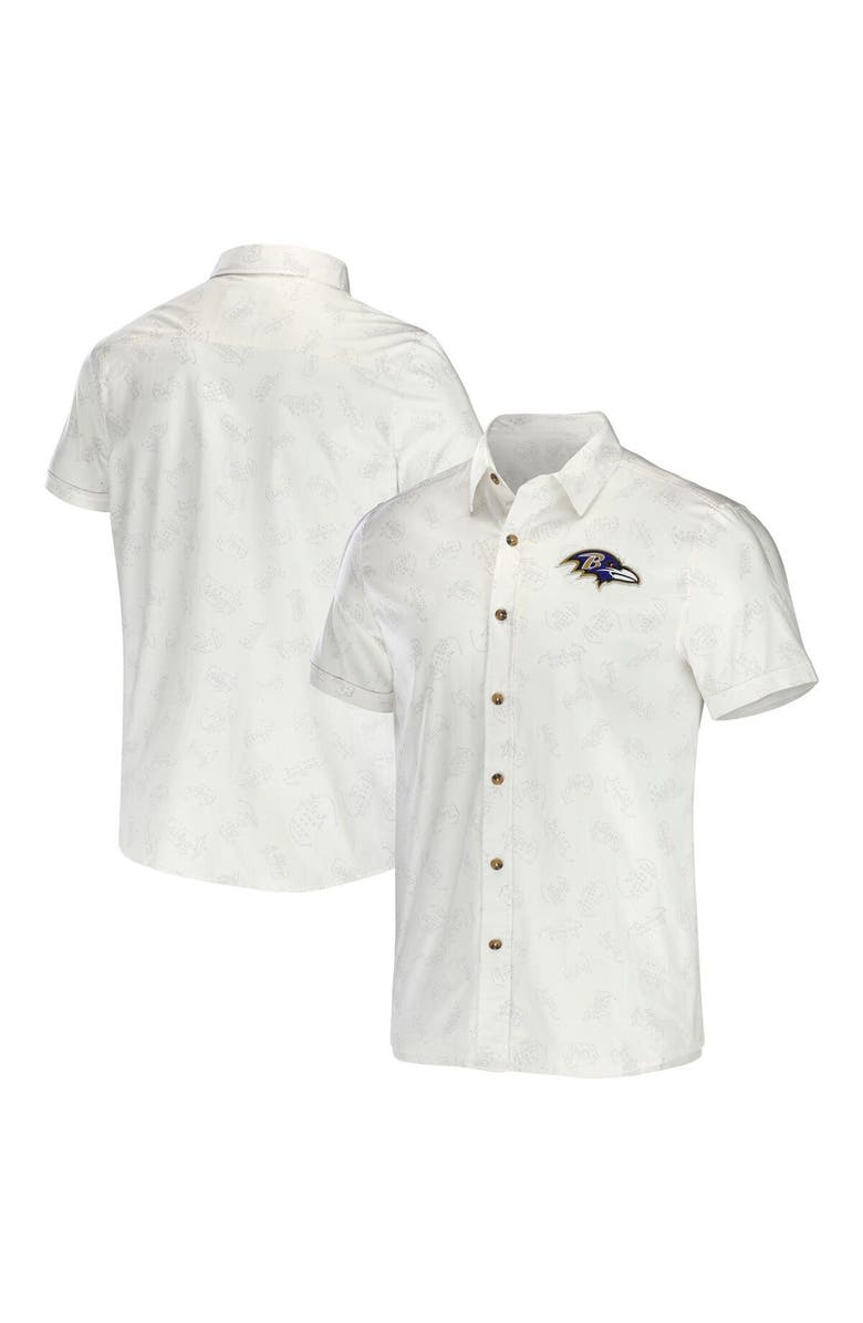NFL X DARIUS RUCKER Men's NFL x Darius Rucker Collection by Fanatics White Baltimore Ravens Woven Button-Up T-Shirt, Main, color, 