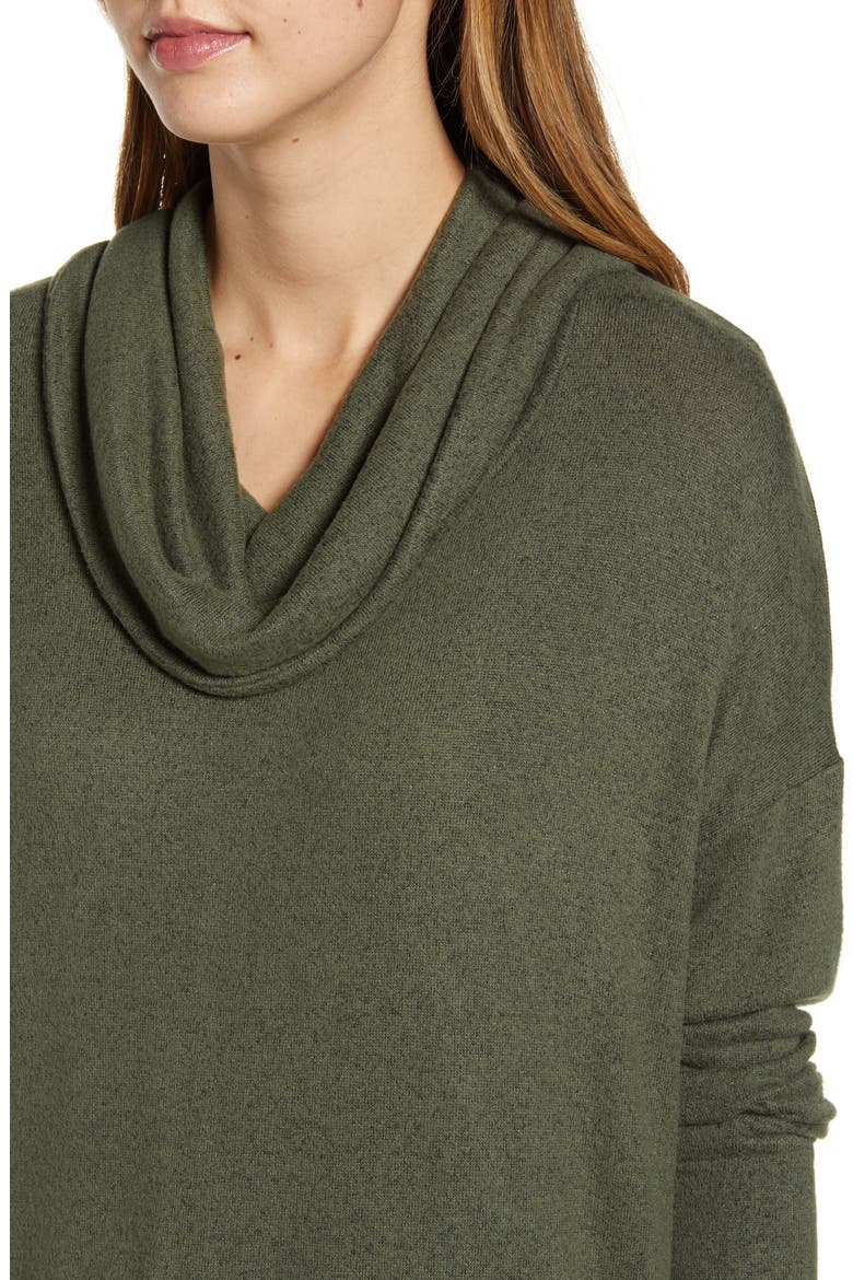 Cowl Neck Long Sleeve Top, Alternate, color, OLIVE