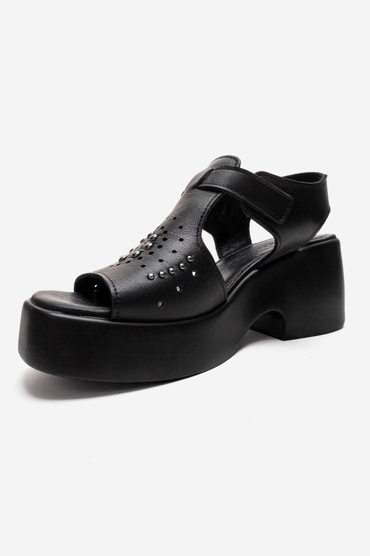Forever & Always Shoes Romina Leather Platform Sandal, Alternate, color, Black