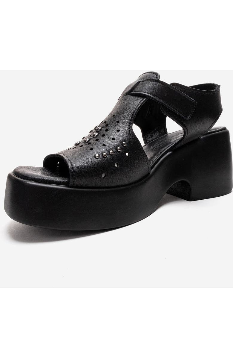 Forever & Always Shoes Romina Leather Platform Sandal, Alternate, color, Black
