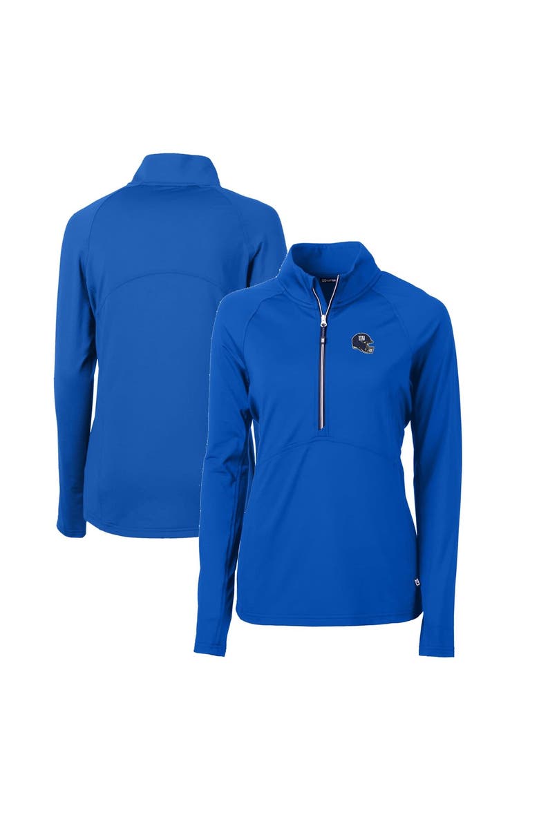 Cutter & Buck Women's Cutter & Buck Royal New York Giants Helmet Logo Adapt Eco Knit Stretch Recycled Half-Zip Pullover Top, Main, color,