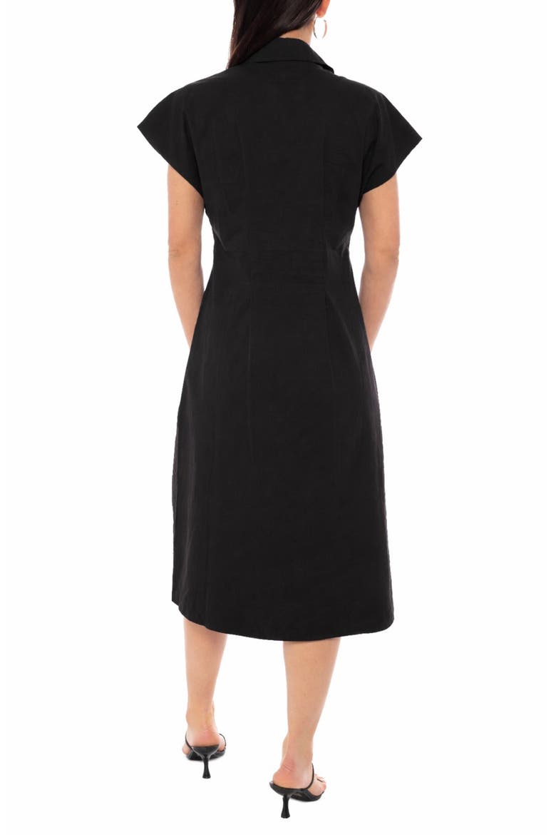 Embroidered Short Sleeve Midi Shirtdress, Alternate, color, BLACK