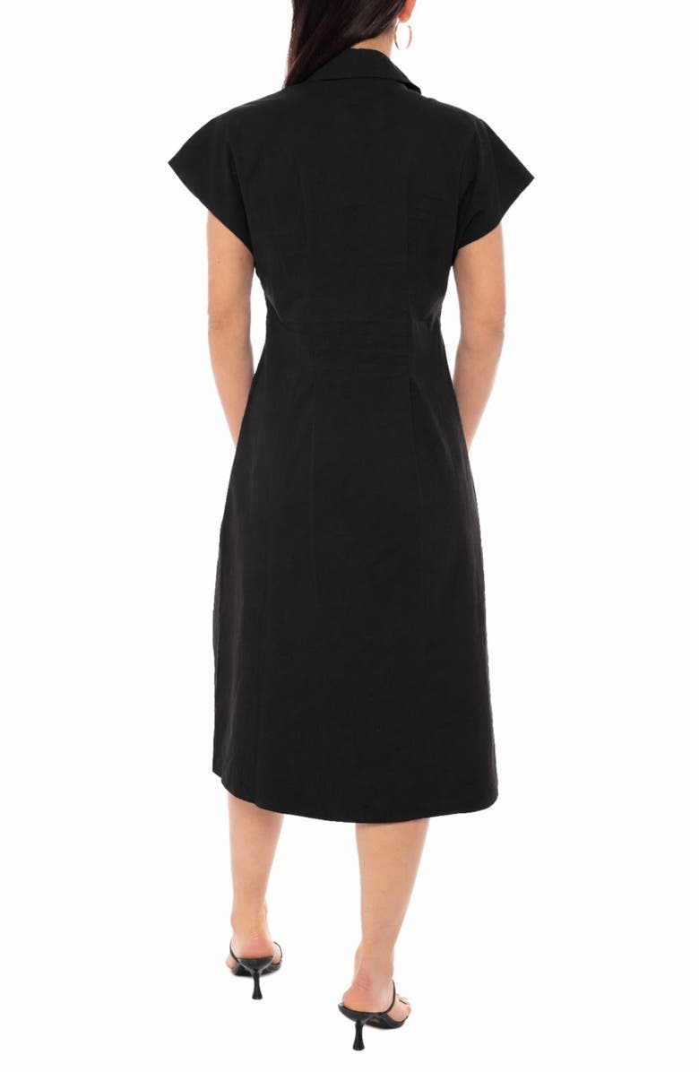 TASH AND SOPHIE Embroidered Short Sleeve Midi Shirtdress, Alternate, color, Black