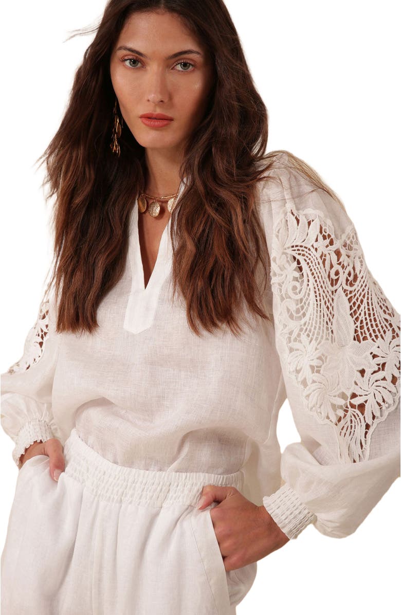 Hale Bob Reese Solid Linen Top, Alternate, color,