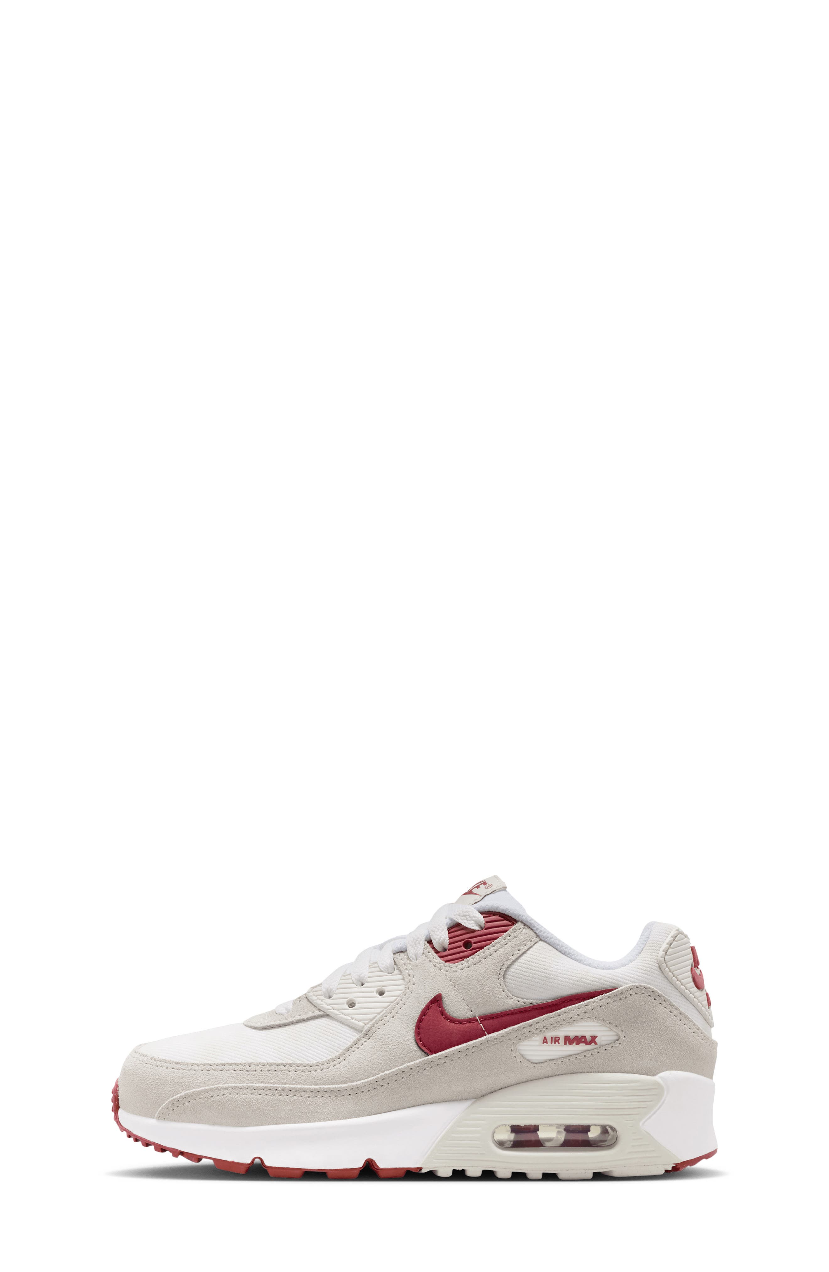 Nike Kids' Air Max 90 Sneaker, Alternate, color, White/ Light Bone/ Crimson