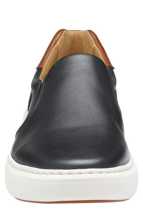 Johnston & Murphy Anders Slip-on Sneaker In Black Full Grain