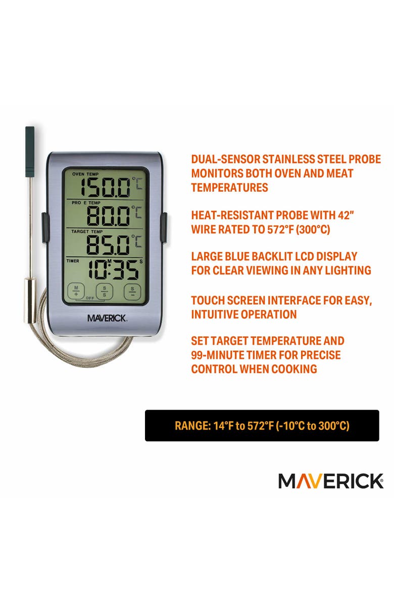 Maverick Dual Sensor Touch Screen Oven & Meat Thermometer, Alternate, color, Silver