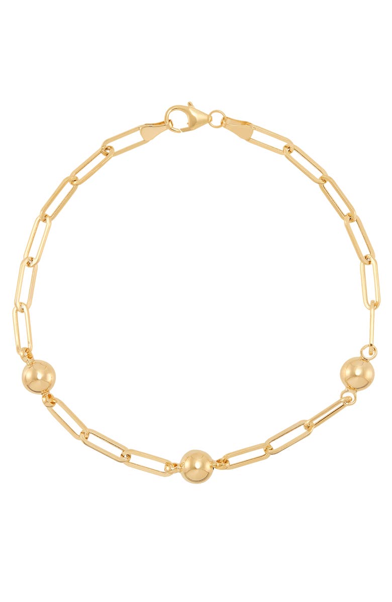 Frankie & Zoe 10K Yellow Gold Beaded Station Chain Bracelet, Main, color, Yellow Gold