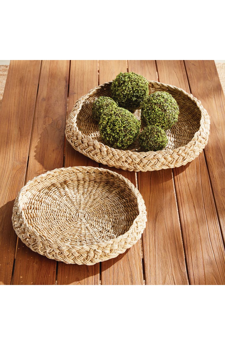 Napa Home & Garden Abaca French Braided Round Decorative Trays Set of 2, Alternate, color, Beige