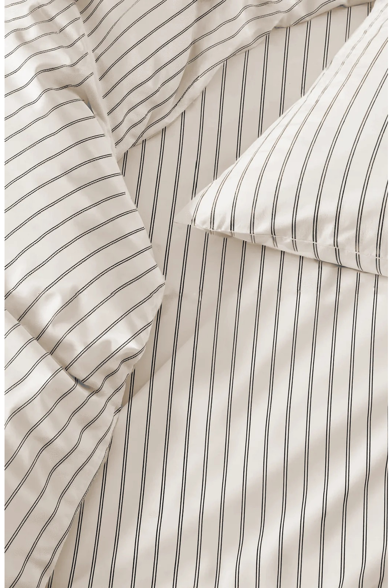 Luxe Australian Sateen Sheet Set, Alternate, color, Black Mini Stripes