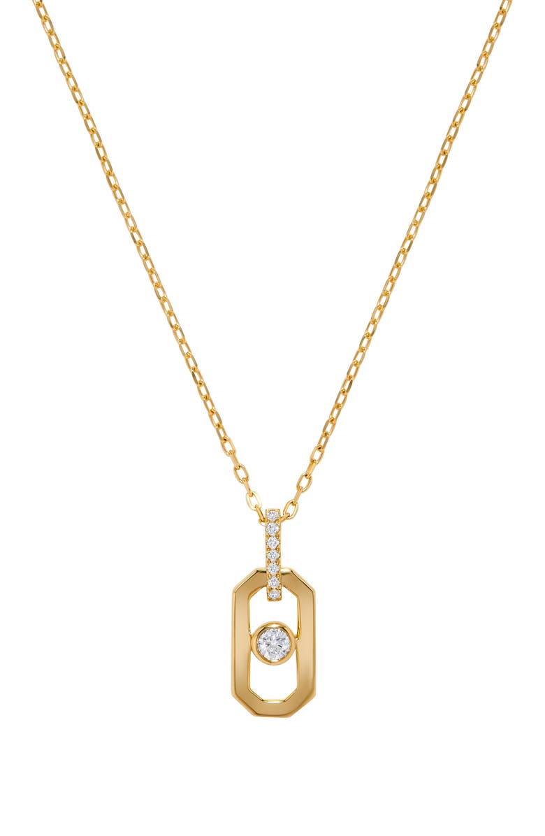H.J. Namdar 14K Yellow Gold Bezel Diamond Paper Clip Pendant Necklace, Main, color, Yellow Gold