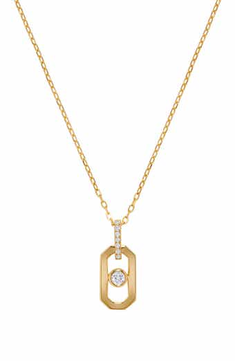 H.J. Namdar 14K Yellow Gold Bezel Diamond Paper Clip Pendant Necklace