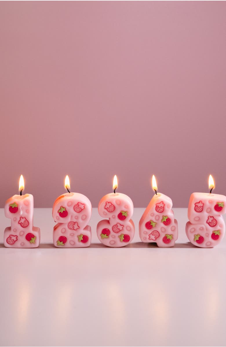 Southlake gifts Strawberry Number 3 Candle, Alternate, color, Number 3