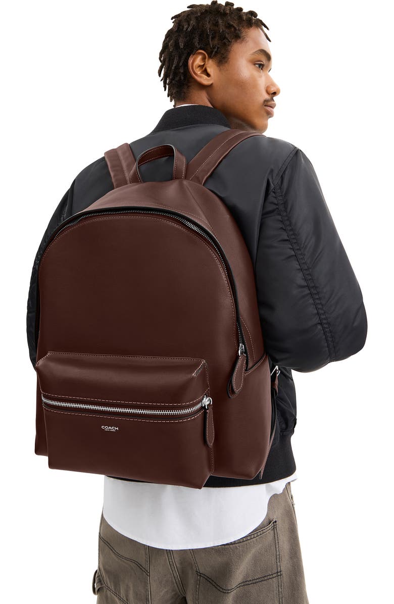 COACH Ridgewood Leather Backpack, Alternate, color, Maple