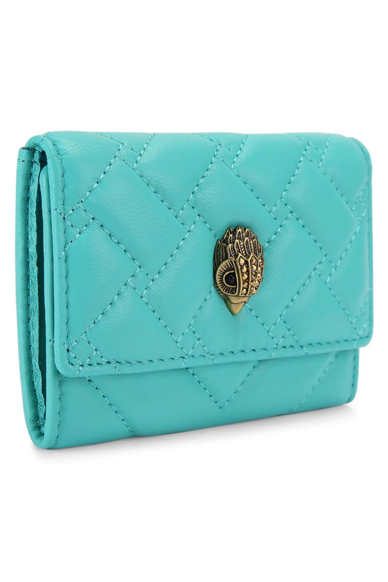 Flap Multi Leather Trifold Card Holder, Alternate, color, TURQUOISE/ AQUA