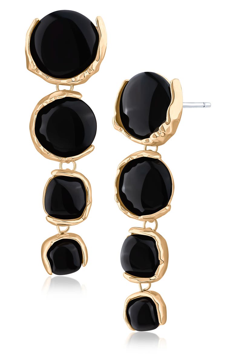 Graduated Sculpted Circle Linear Drop Earrings (Nordstrom Exclusive), Main, color, BLACK/ GOLD