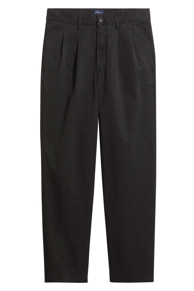 Twill Double Pleat Cotton Pants, Alternate, color, BLACK