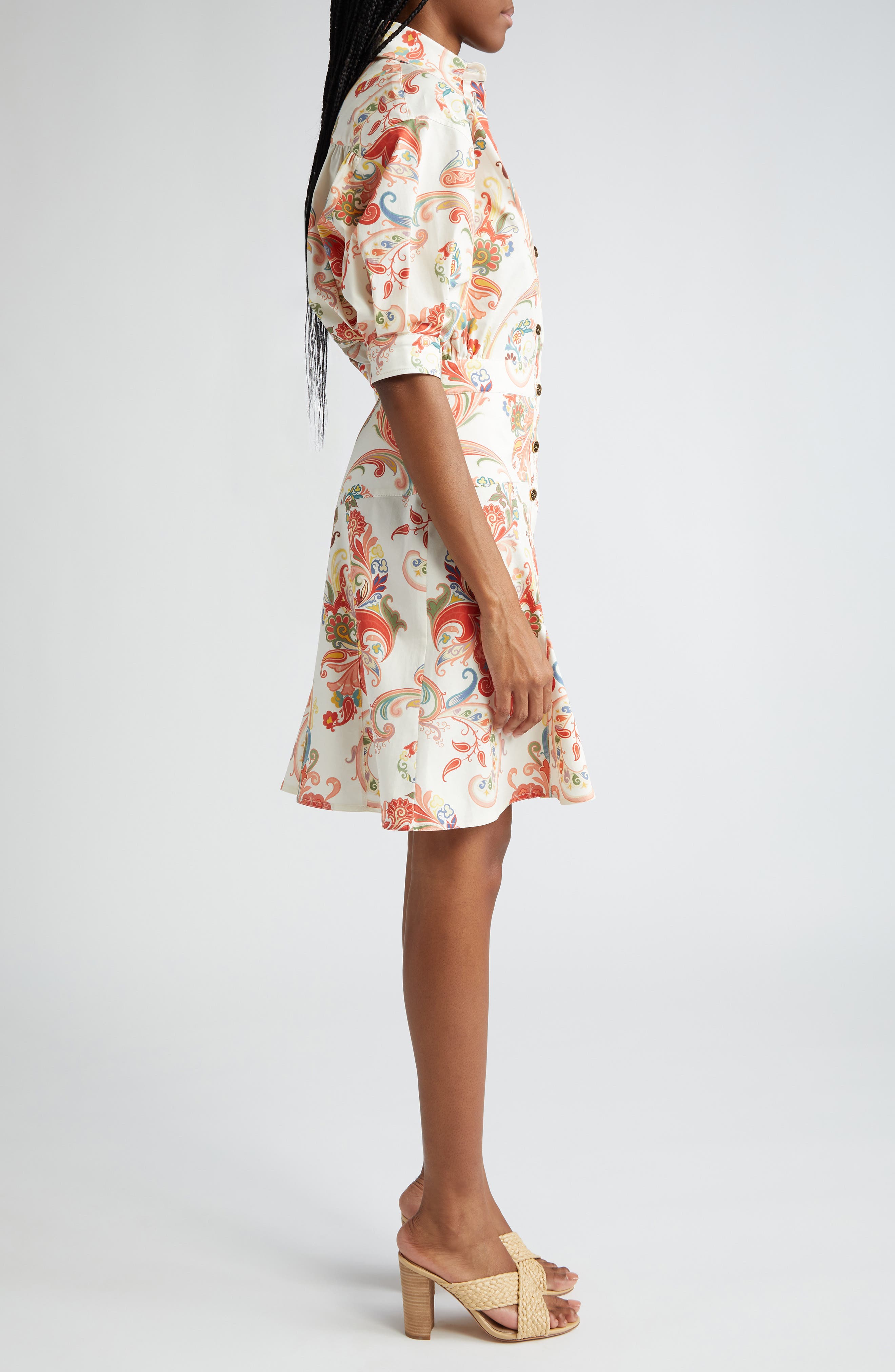 Etro Paisley Puff Sleeve Cotton Shirtdress (Women) | Nordstrom