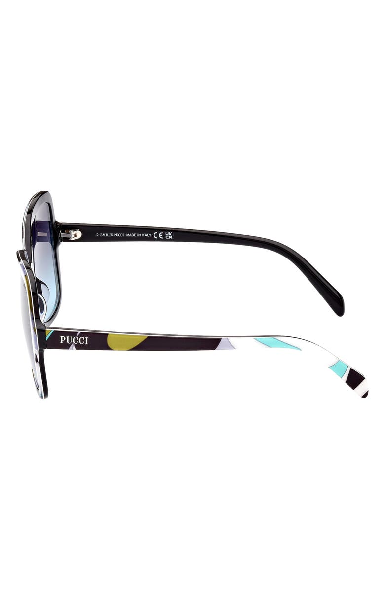 Emilio Pucci 60mm Gradient Butterfly Sunglasses, Alternate, color, Turquoise/ Gradient Smoke