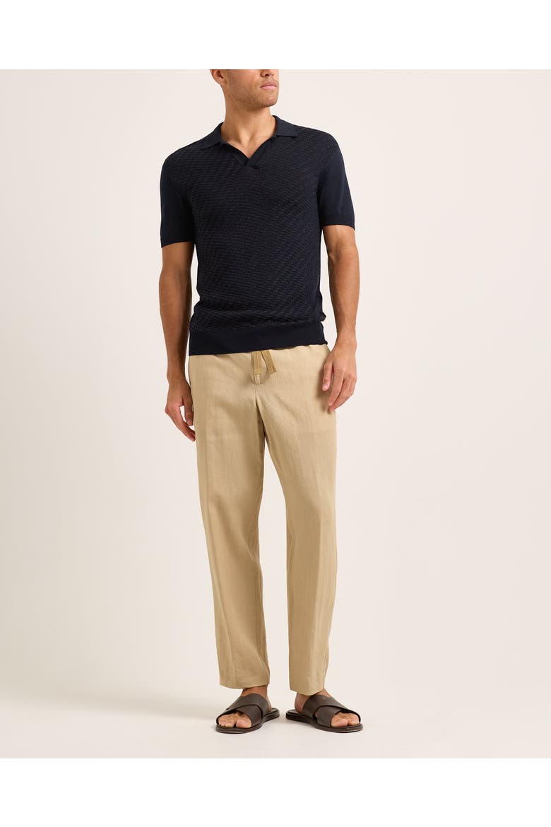Alex Lino Relaxed Fit Italian Linen Drawcord Zip Fly Trousers, Main, color, BISCUIT