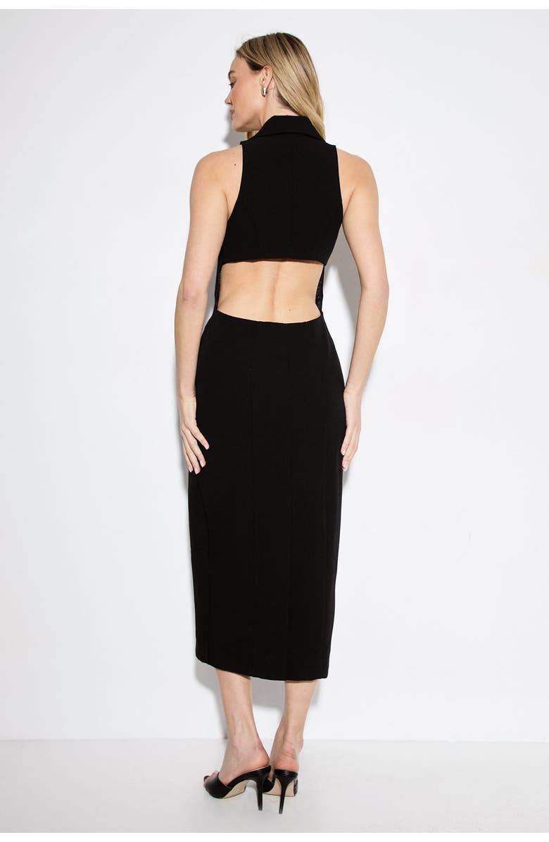 MissPap Premium Open Back Waistcoat Midi Dress, Alternate, color, Black