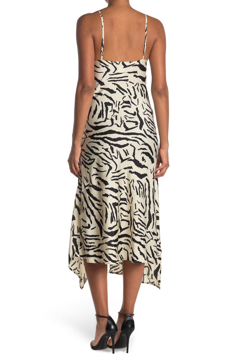 Know One Cares KNOWONECARES Tiger Print Cowl Neck Slit Front Dress, Alternate, color, 