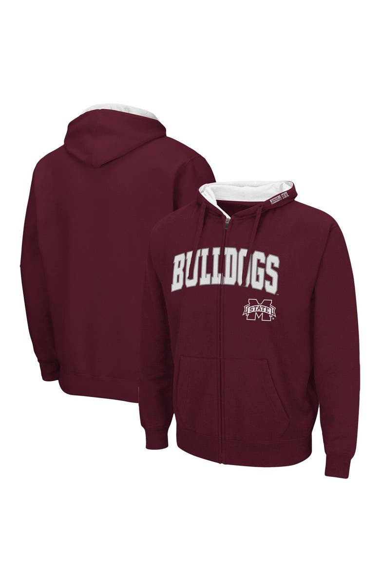 COLOSSEUM Men's Colosseum Maroon Mississippi State Bulldogs Arch & Logo 3.0 Full-Zip Hoodie, Main, color, Maroon