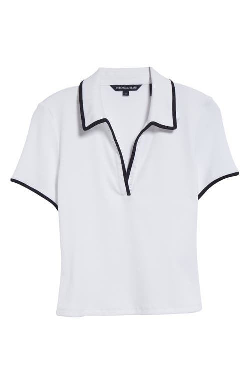 Veronica Beard Kearney Polo Tee With Contrast Piping In White