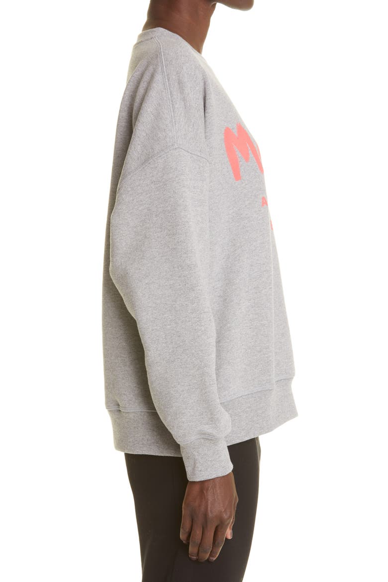 Alexander McQueen Graffiti Logo Oversize Cotton Sweatshirt, Alternate, color, GREY MELANGE/ CORAL