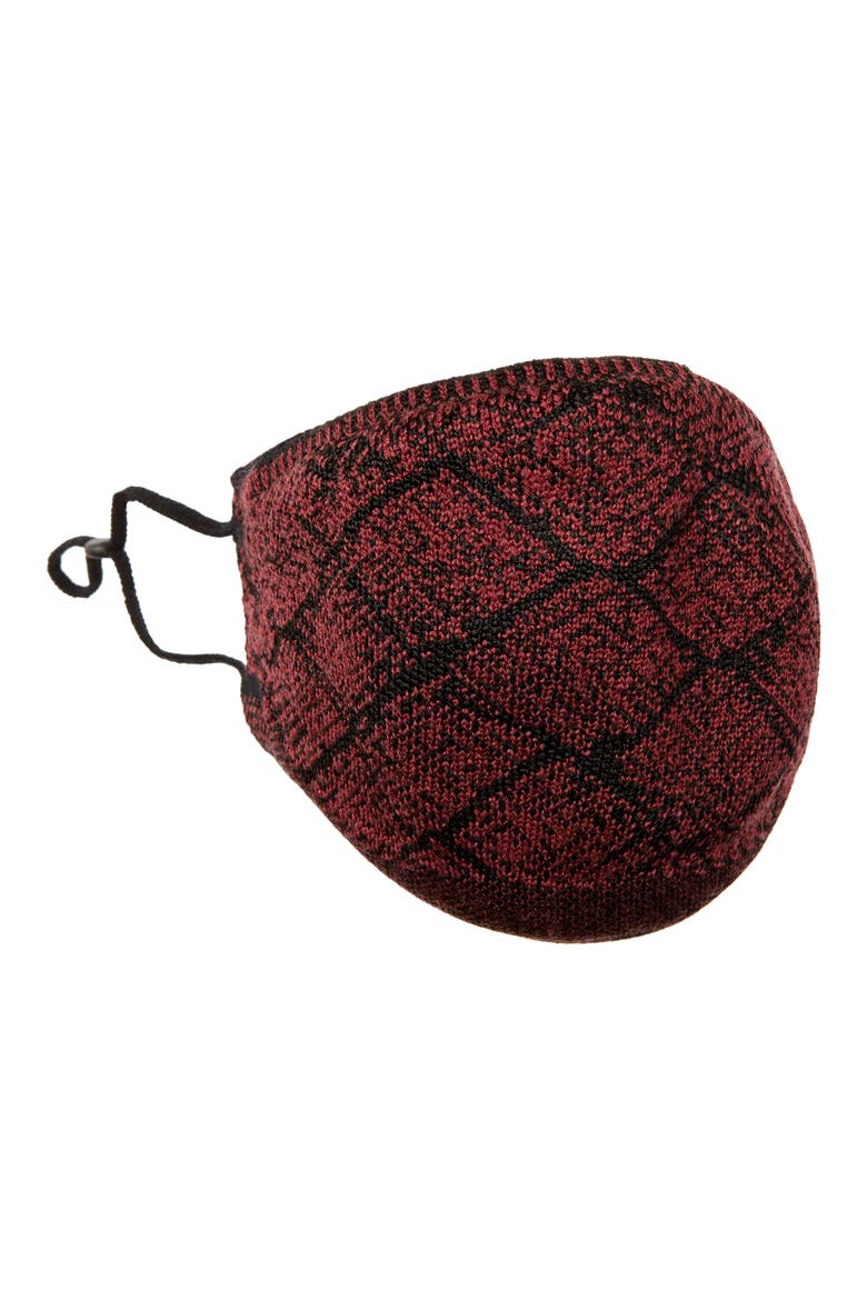 Diamond Pattern Piqué Knit Adult Face Mask, Alternate, color, BURGUNDY