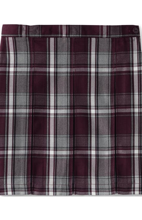 School Uniform Girls Plaid Box Pleat Skirt Top of the Knee