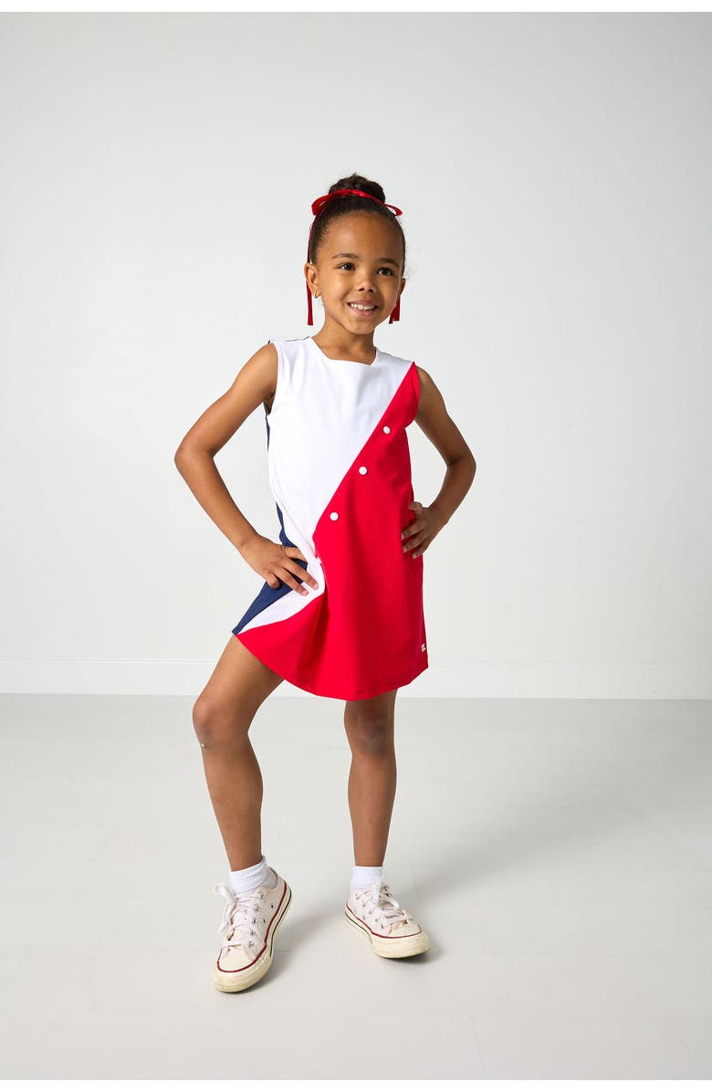 Courtside Kids Split Play Dress, Alternate, color, Red/White