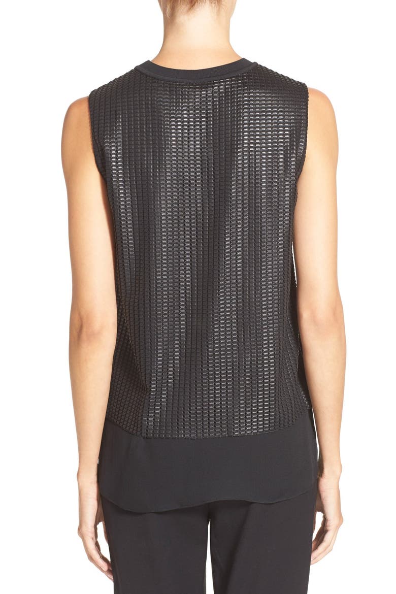Mesh Overlay Sleeveless Blouse, Alternate, color, BLACK
