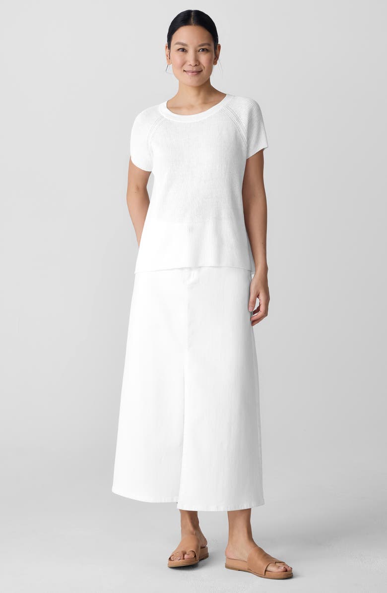 Eileen Fisher Rib Organic Linen & Organic Cotton Sweater, Alternate, color, White