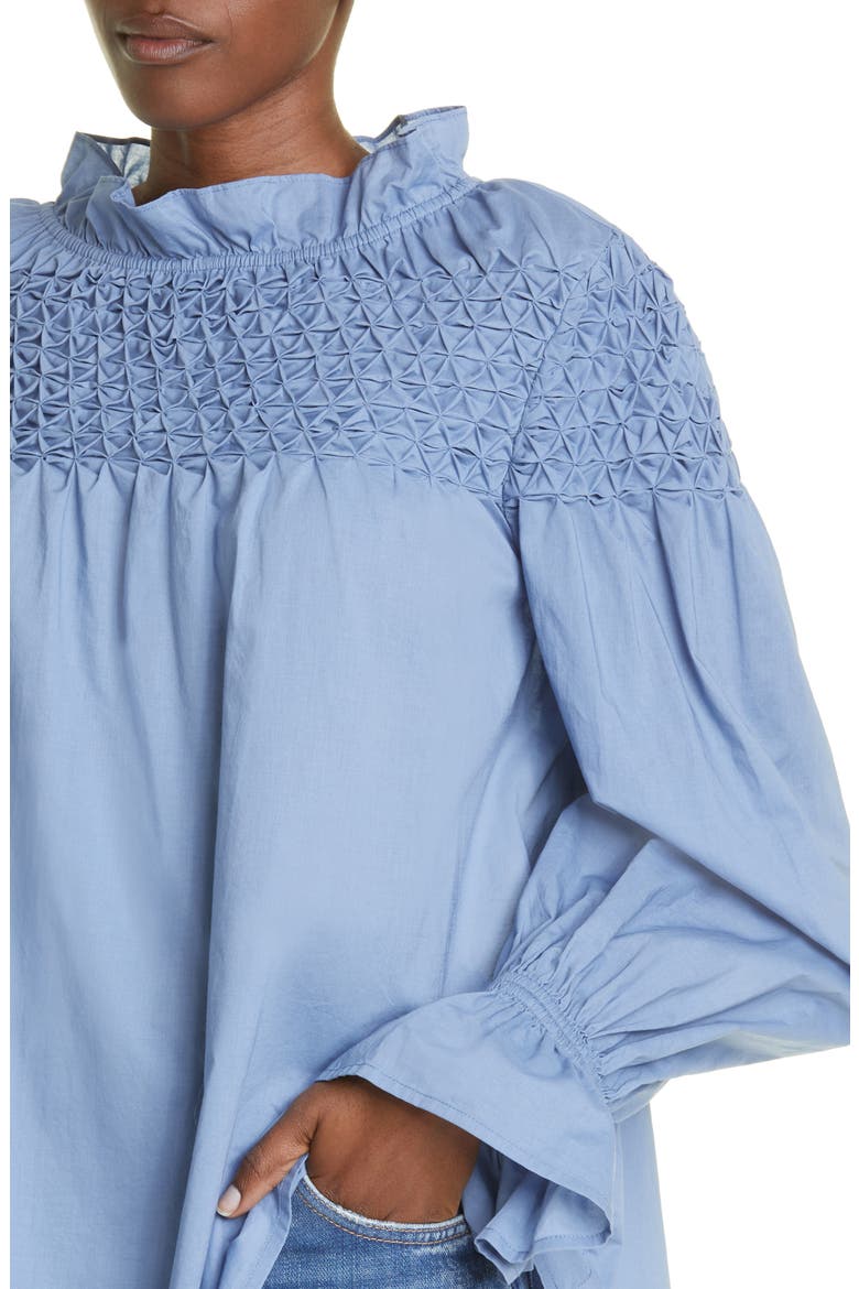 Majorelle Smocked Blouse, Alternate, color, SLATE BLUE