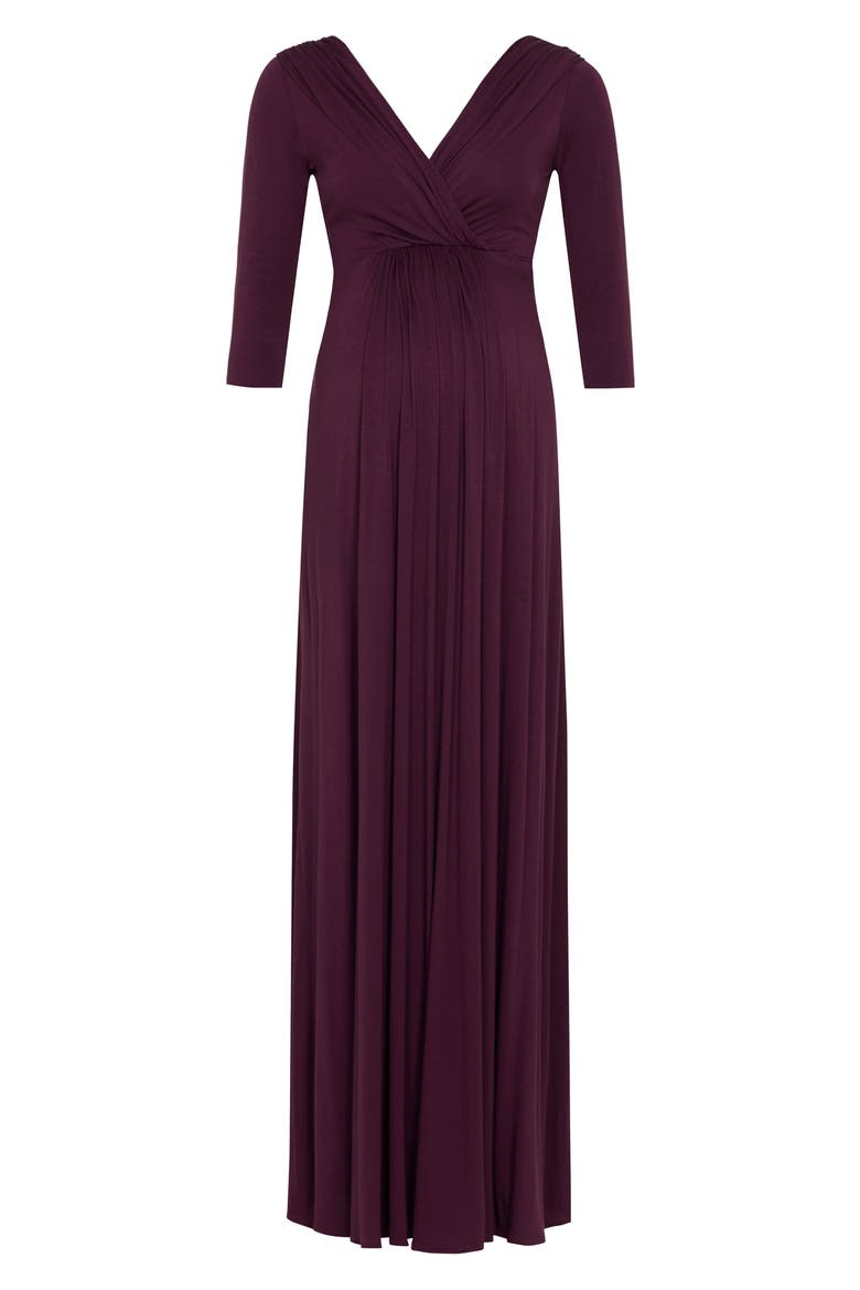 Willow Maternity Gown, Alternate, color, CLARET