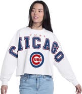 G-III 4HER BY CARL BANKS Women's G-III 4Her by Carl Banks White Chicago Cubs Bleachers Cropped Pullover Sweatshirt