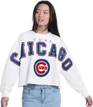 G-III 4HER BY CARL BANKS Women's G-III 4Her by Carl Banks White Chicago Cubs Bleachers Cropped Pullover Sweatshirt