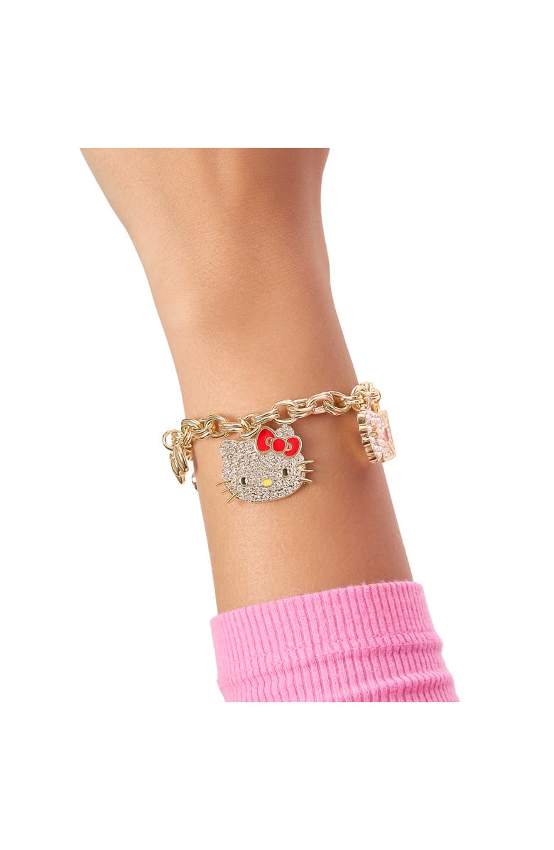Hello Kitty Crystal Charm Bracelet with Iconic Charms, Alternate, color, Gold