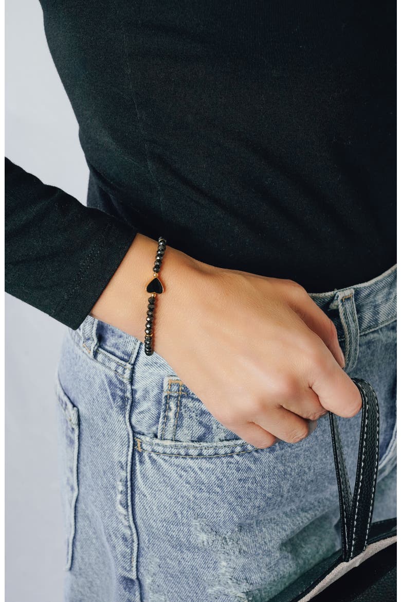 Shari Beaded Stretch Bracelet, Alternate, color, HEMATITIE/ BLACK